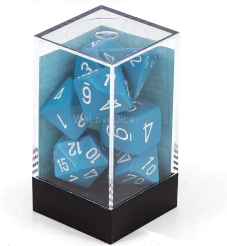 Vista 4 de Chessex CHX25416 Juego Dice-Opaco Azul Claro/Blanco