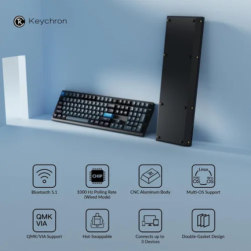 Vista 2 de Keychron Q6 Pro Teclado Mecánico Personalizado Completo de Aluminio QMK/VIA con Botón Programable Bluetooth, Teclado de Tamaño Completo KSA