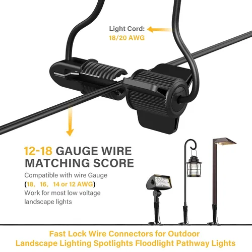 Vista 2 de FastLock Twist Conectores de cable de bajo voltaje para iluminación de paisaje Luces de camino al aire libre 4802-01