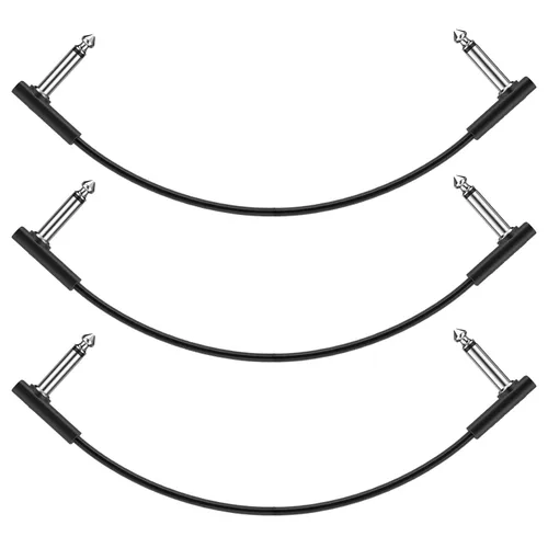 Vista 10 de Donner Cables de conexión planos para pedal de efecto de guitarra de 6 pulgadas, ahorra espacio, sonido claro de 1/4 pulgadas, TS en ángulo recto, 3