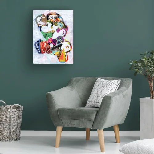 Vista 4 de Lienzo decorativo para pared de Mario by Artpoptart, 14 x 19 pulgadas