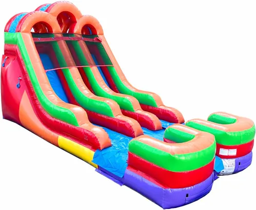 Vista 18 de TentandTable Tobogán acuático inflable de doble carril para niños y adultos, diversión acuática gigante de grado comercial, incluye soplador de aire