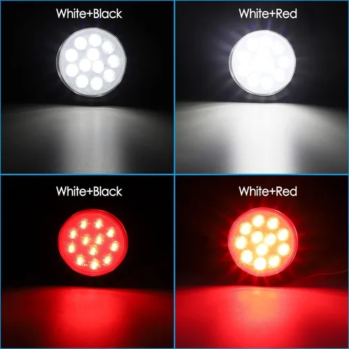 Vista 2 de Partsam Luces traseras LED redondas de 14 x 4 pulgadas, luces traseras LED redondas de 4 pulgadas, luces traseras de freno y marcha atrás