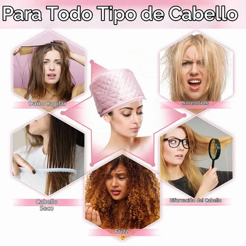 Vista 7 de Gorro térmico eléctrico de 110 V con 2 modos de control de temperatura para el cabello, spa, hogar, tratamiento térmico nutritivo para el cabello