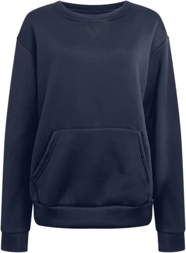 Vista 4 de Sudadera de manga larga para mujer, casual, cuello redondo, linda, con hombros caídos, sudadera ligera con bolsillo