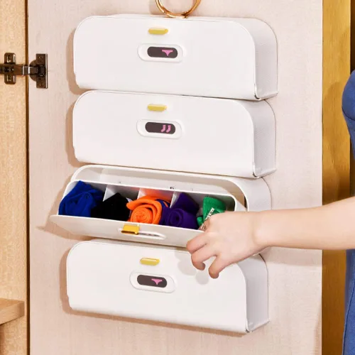 Vista 2 de Caja de almacenamiento de calcetines para ropa interior, caja de almacenamiento multifuncional, organizador de cajones de ropa interior de montaje
