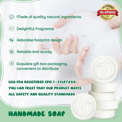 Vista 4 de AIXIANG Kit de 24 regalos para baby shower, jabón perfumado hecho a mano para pies de bebé