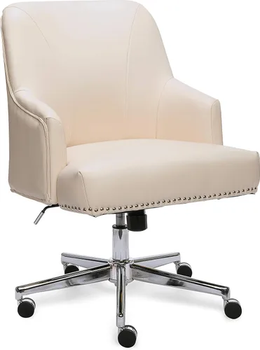 Vista 4 de Serta Leighton - Silla de escritorio para oficina en casa, elegante respaldo medio con clavos cromados, cojín de espuma viscoelástica y brazos