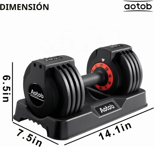 Vista 8 de AOTOB Adjustable Dumbbell Set 25/55 Lbs (Pair) Set of 2