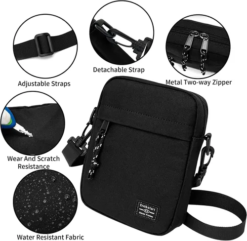 Vista 5 de Bolso bandolera pequeño para hombre, bolso bandolera para mujer, mini bolso de mensajero resistente al agua para viajes de trabajo