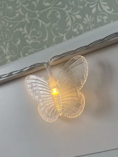 Vista 4 de keeda Guirnalda de luces decorativas de mariposa de 9.8 pies, 20 luces LED de mariposa de Navidad, funciona con pilas, para dormitorio, patio
