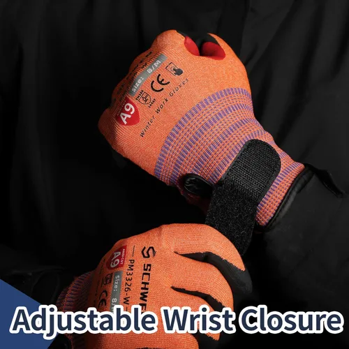 Vista 4 de Guantes de trabajo de invierno Schwer FreezeGuard-X para hombres y mujeres, guantes resistentes a cortes ANSI A9 para protección extrema, guante