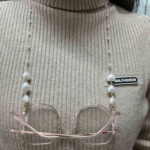 Vista 3 de Sttiafay Cadena de cuentas para lentes para mujer, con forma de corazón, perla, correa para gafas, cordón de retención para lentes de sol, cordón