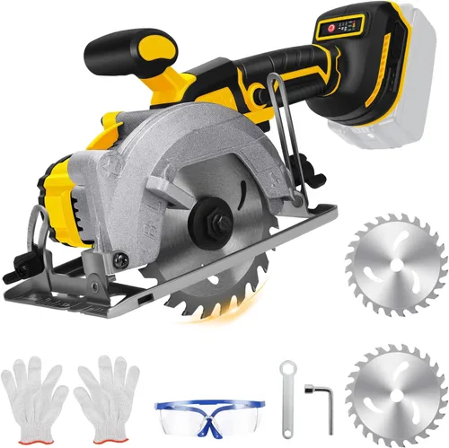 Vista 9 de Sierra circular inalámbrica de 5 pulgadas para batería Dewalt de 20 V (sin batería), sierra de madera eléctrica con motor sin escobillas, bisel