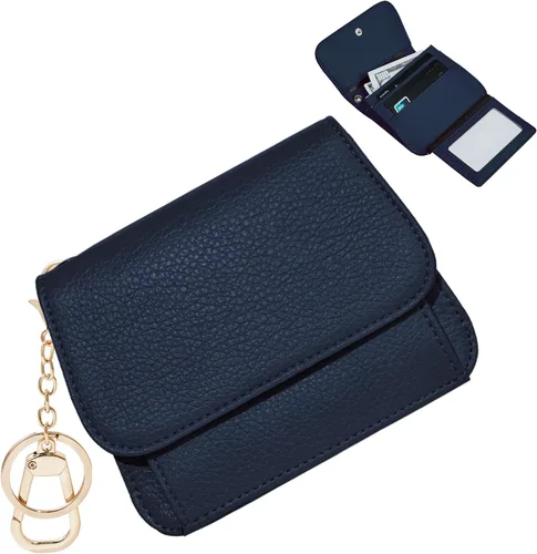 Vista 23 de Cartera pequeña para mujer, con bloqueo RFID, delgada y bolsillo para monedas, tarjetero plegable para tarjetas de crédito con ventana