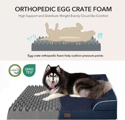 Vista 108 de Camas ortopédicas para perros grandes, cama de espuma viscoelástica impermeable para mascotas grandes con lados 89x56 cm, sofá para perros grandes