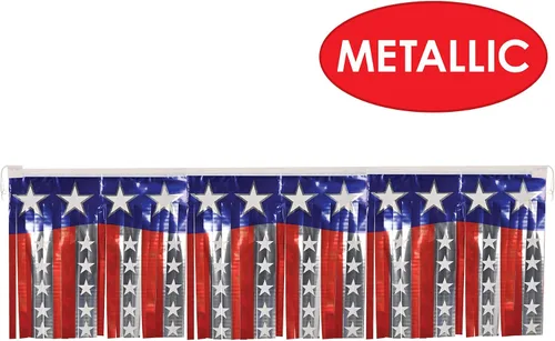 Vista 3 de FR Metallic Stars & Stripes Fringe Banner Party Accesorio (1 unidad) (1/paquete)