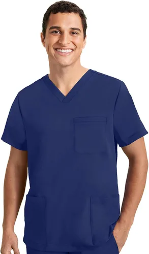 Vista 6 de Healing Hands Mens Scrubs Top 3 Pocket Purple Label Jake 2331 V-Neck Scrub Tops for Men