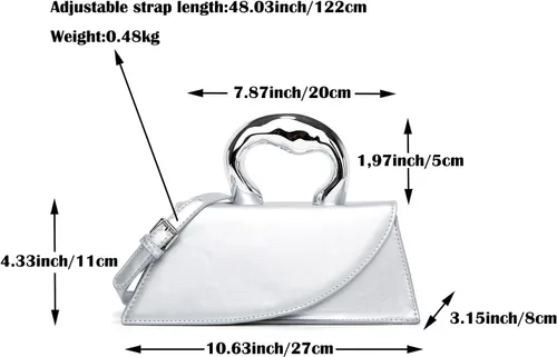 Vista 4 de Bolso pequeño de color plateado, bolsos cruzados, bolsos de noche Y2K, bolso de mano para mujer, bolsos de hombro, bolsa de mano para mujer 2023