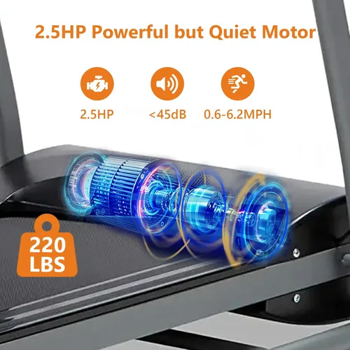 Vista 3 de Yangming Caminadora plegable 2 en 1, caminadora de 3.5 HP para debajo del escritorio, sin instalación, cinta de correr plegable compacta
