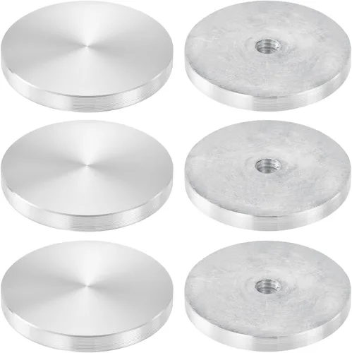 Vista 51 de uxcell M6 Rosca 0.787 in de diámetro de forma redonda de aluminio disco hardware 1pcs, aluminio círculo disco vidrio adaptador superior para mesa