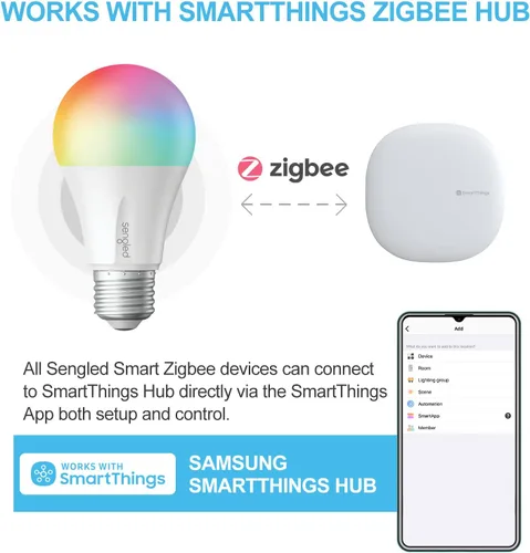 Vista 8 de Sengled Zigbee - Bombillas inteligentes, requiere concentrador inteligente, funciona con SmartThings y Echo con hub integrado, control de voz