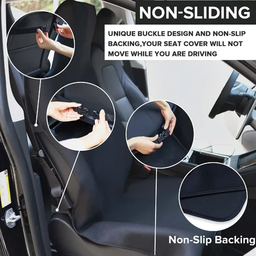 Vista 2 de Fundas de asiento para Tesla Model Y, protector de asiento delantero de automóvil de neopreno impermeable ampliado mejorado para Tesla Model 3 S X