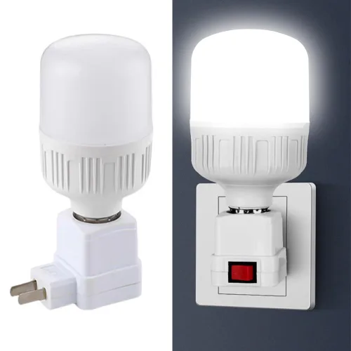 Vista 4 de Adaptador de extensión de enchufe E26/E27 con interruptor, enchufe de luz enchufable, convierte la toma de corriente a enchufe de bombilla