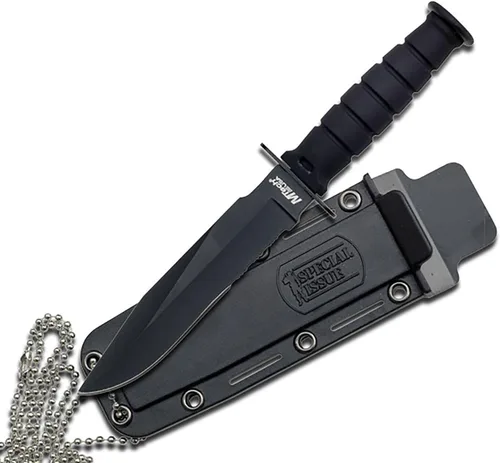 Vista 5 de Cuchillo táctico de cuello, con cuchilla fija, Serie MT-632. 6 pulgadas en total. De Mtech USA Negro
