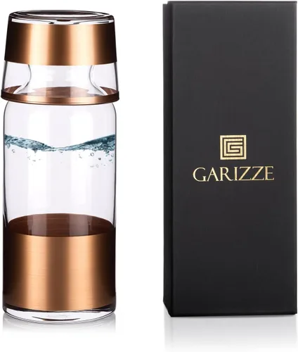 Vista 11 de GARIZZE Juego de jarra de agua y vidrio para dormitorio, juego de jarra de noche y vidrio, decantador de enjuague bucal para baño, jarra de agua