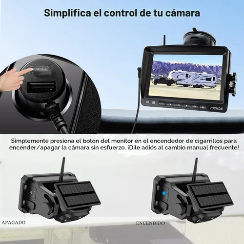 Vista 3 de Cámara magnética inalámbrica de respaldo, batería de 15000 mAh, recargable, impermeable, HD, solar, retrovisor, cámara de enganche Bluetooth