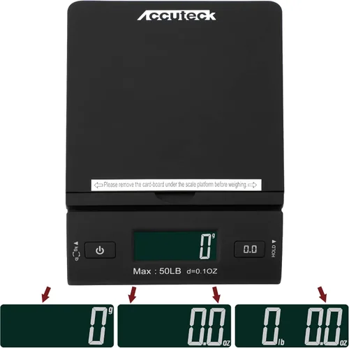 Vista 3 de Accuteck Báscula postal de envío digital negra todo en uno de 50 lb con adaptador (W-8250-50B)