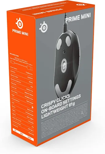 Vista 11 de SteelSeries Esports Mini FPS Gaming Mouse Ultra Light 61g – Edición Mini Prime – 5 botones programables – Sensor TrueMove Pro de 18K CPI