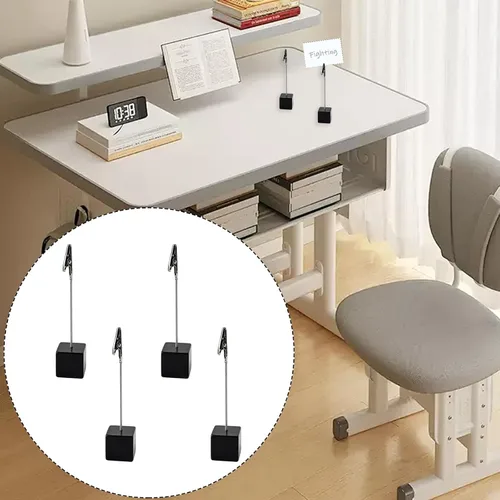 Vista 5 de 6 soportes para tarjetas de lugar, soporte para clips de notas con cierre de cocodrilo, soporte para tarjetas de nombre, soporte de número de mesa
