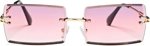 Vista 53 de Gafas de sol rectangulares para hombres/mujeres, gafas de sol pequeñas sin montura cuadrada