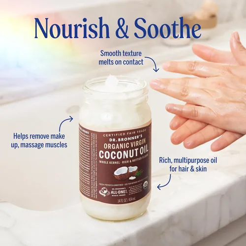 Vista 5 de Aceite de coco virgen recién prensado de comercio justo y orgánico Dr. Bronner 's