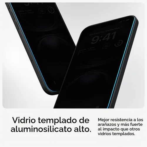 Vista 3 de Spigen Protector de pantalla de vidrio templado [GlasTR EZ FIT - Privacidad] Diseñado para iPhone 16 Plus/iPhone 15 Plus [2 unidades]
