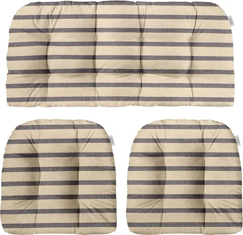 Vista 48 de RSH DECOR: Sunbrella - Juego de 3 cojines de mimbre copetudos 41 x 19 pulgadas y 19 x 19 pulgadas Fabricado con tela de rendimiento Sunbrella