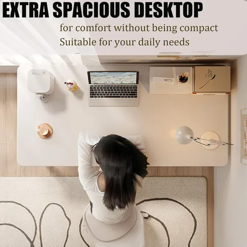 Vista 2 de Escritorio para computadora de estilo moderno y sencillo de 31.5 pulgadas, mesa pequeña de escritura blanca para oficina en casa, escritorio