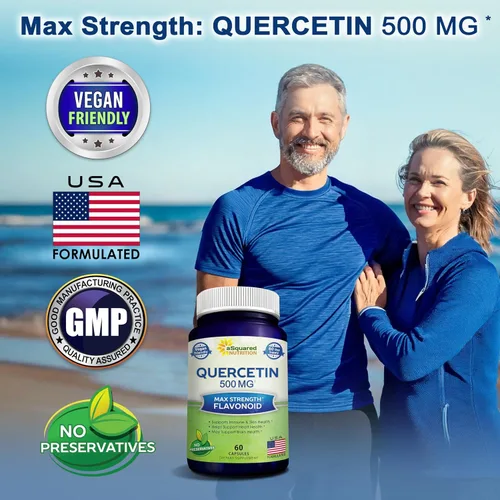 Vista 2 de aSquared Nutrition - Suplemento de Quercetina 500 mg – 60 Cápsulas – Píldoras de Polvo Complejo de Quercetina Dihidrato para Apoyar la Respuesta