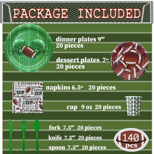 Vista 3 de Suministros para fiestas de fútbol, platos y servilletas para fiestas de fútbol