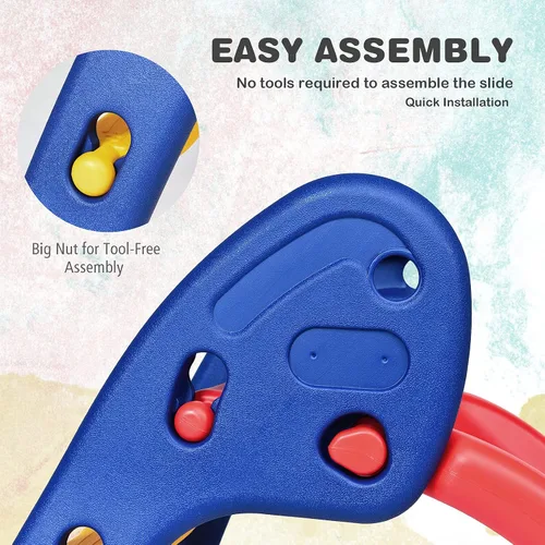 Vista 8 de BABY JOY Tobogán plegable, primer tobogán interior de plástico para escalar, juguete para niños (riel elíptico)