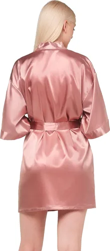 Vista 2 de Turquaz Bata de novia para damas de honor para mujer, batas tipo kimono de satén para mujer