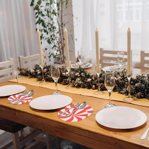 Vista 5 de Servilletas de papel de Navidad, 100 servilletas desechables de caramelo de menta redondas, piruletas de Navidad, decoración de vajilla, servilletas
