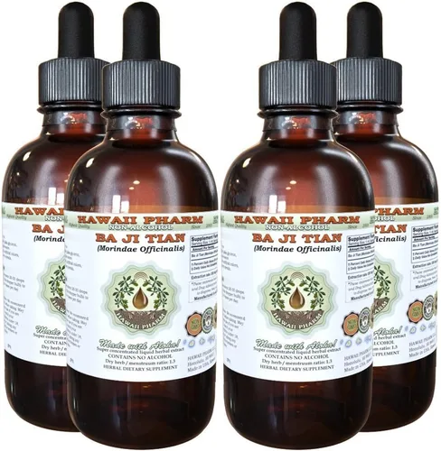 Vista 6 de Ba Ji Tian Extracto líquido sin alcohol, Ba Ji Tian, Morinda (Morindae Officinalis) Root Glycerite Hawaii Pharm Suplemento herbario natural 2x2 oz