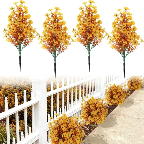Vista 30 de RECUTMS Guirnalda artificial de otoño, plantas de vegetación sintética 1 pieza seda marrón