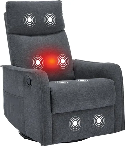 Vista 13 de PELUMY Silla Reclinable Mecedora Giratoria 360 para Adultos, Silla Mecedora de Guardería con Calor y Masaje, Silla Reclinable Deslizante para Beige