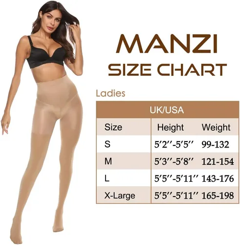 Vista 7 de MANZI 2 pares de medias opacas de cintura alta 70D para mujer