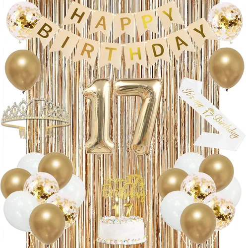 Vista 27 de Trgowaul Decoraciones de 9º cumpleaños para niñas, pancarta, banda y corona, decoración de pastel, globo de número 9, cortinas de flecos