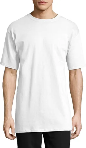 Vista 2 de Hanes Beefy-T Camiseta para hombre, camiseta de algodón pesado, paquete de 1 o 2, tallas grandes y altas disponibles